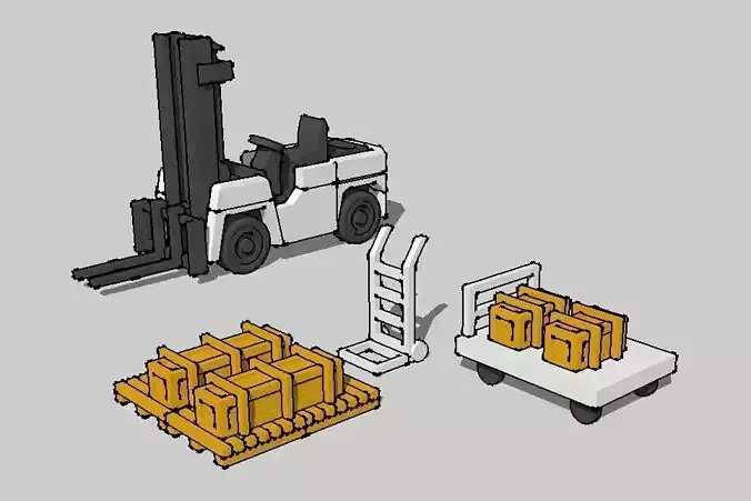 Warehouse Accessories Forklift Cart Pallet by Outland Models 3D print model