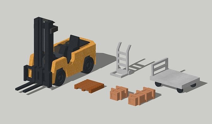 Warehouse Accessories Forklift Cart Pallet by Outland Models Low-poly 3D model