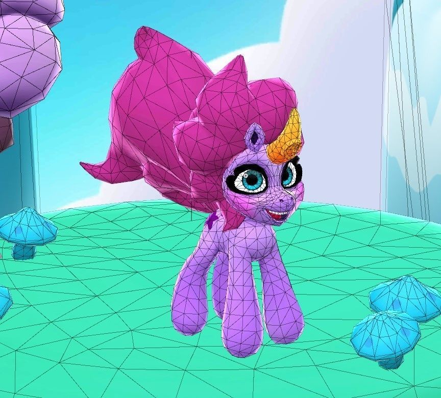 Pony Game character - Purplia Low-poly 3D model_3