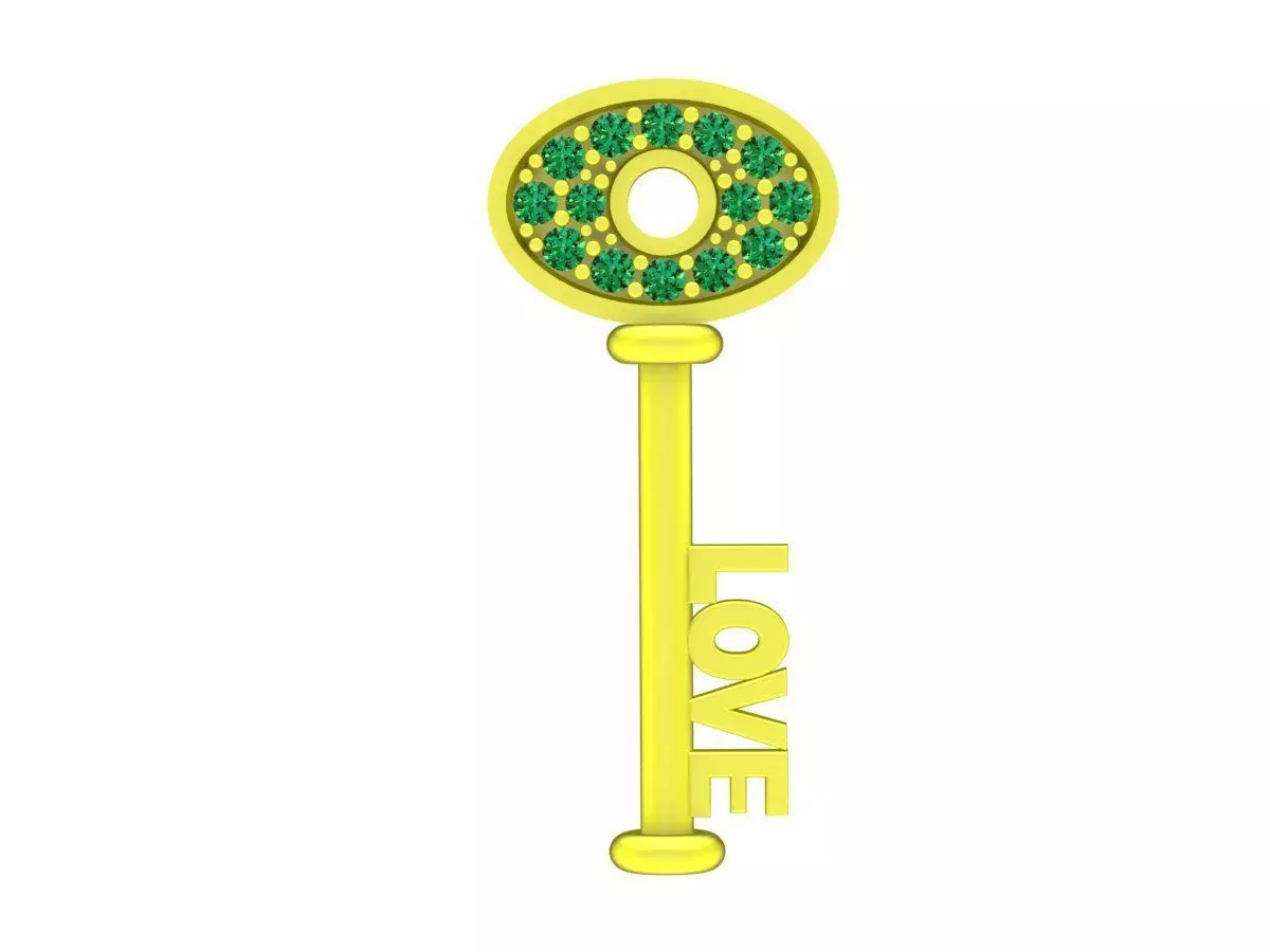 Luxury Love Key Diamond Pendant 6838 3D print model