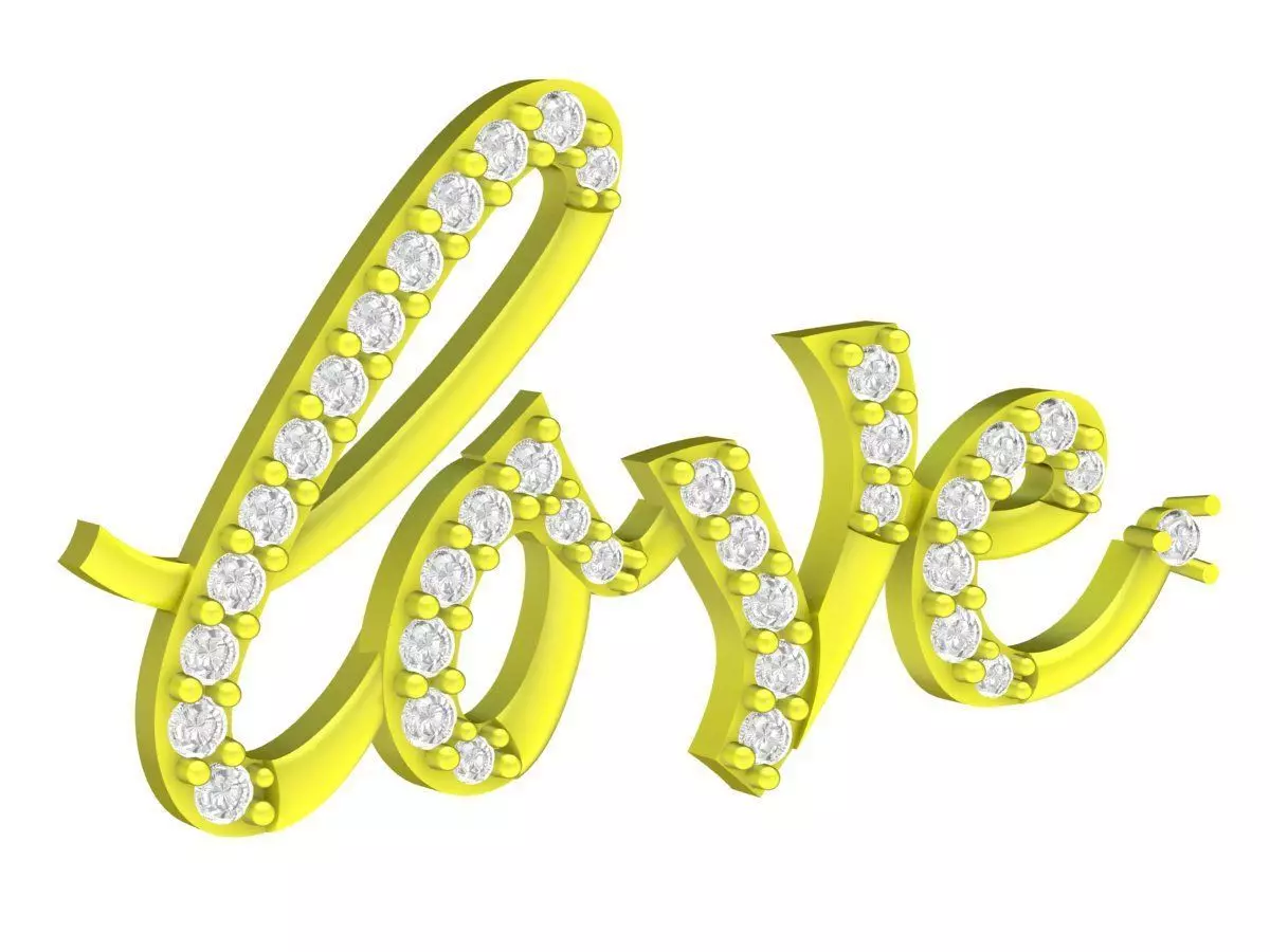 Luxury Love Script Diamond Pendant 6839 3D print model