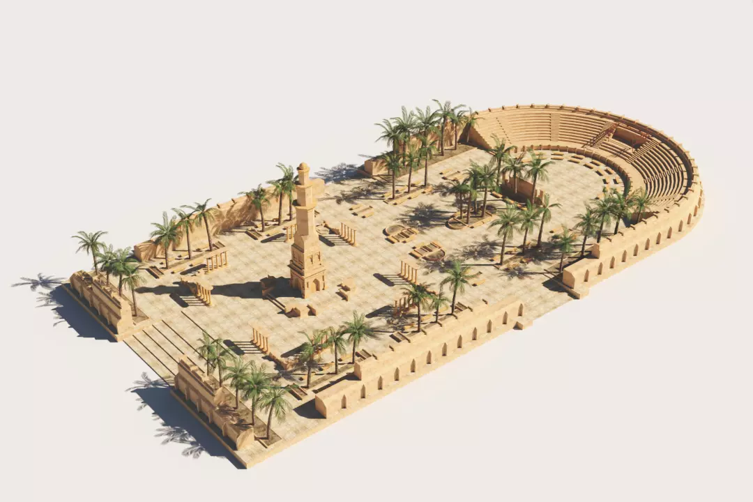 ancient desert arena 3D model_0