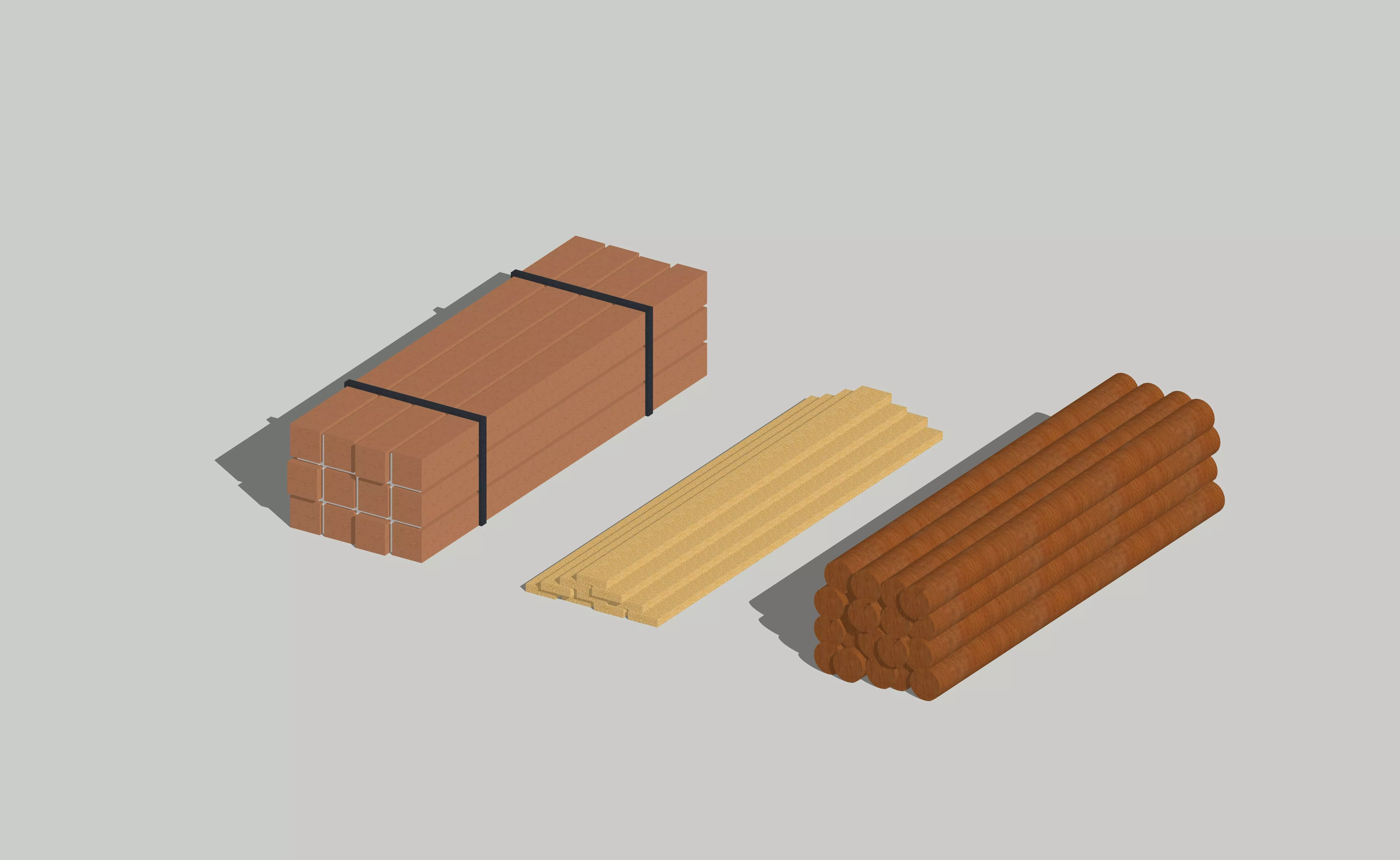 Construction Wood Loads Timber Batten by Outland Models Low-poly 3D model_0