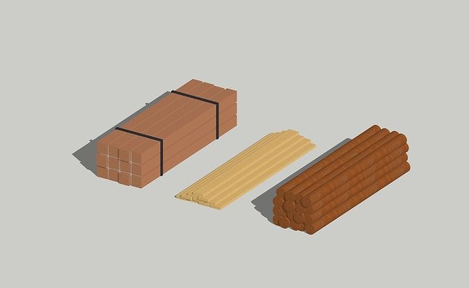 Construction Wood Loads Timber Batten by Outland Models Low-poly 3D model