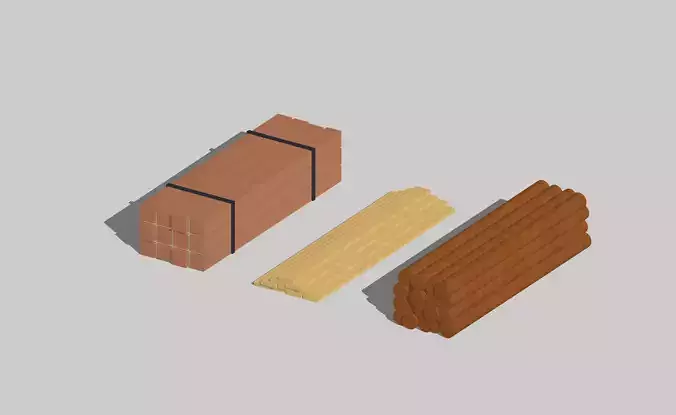 Construction Wood Loads Timber Batten by Outland Models