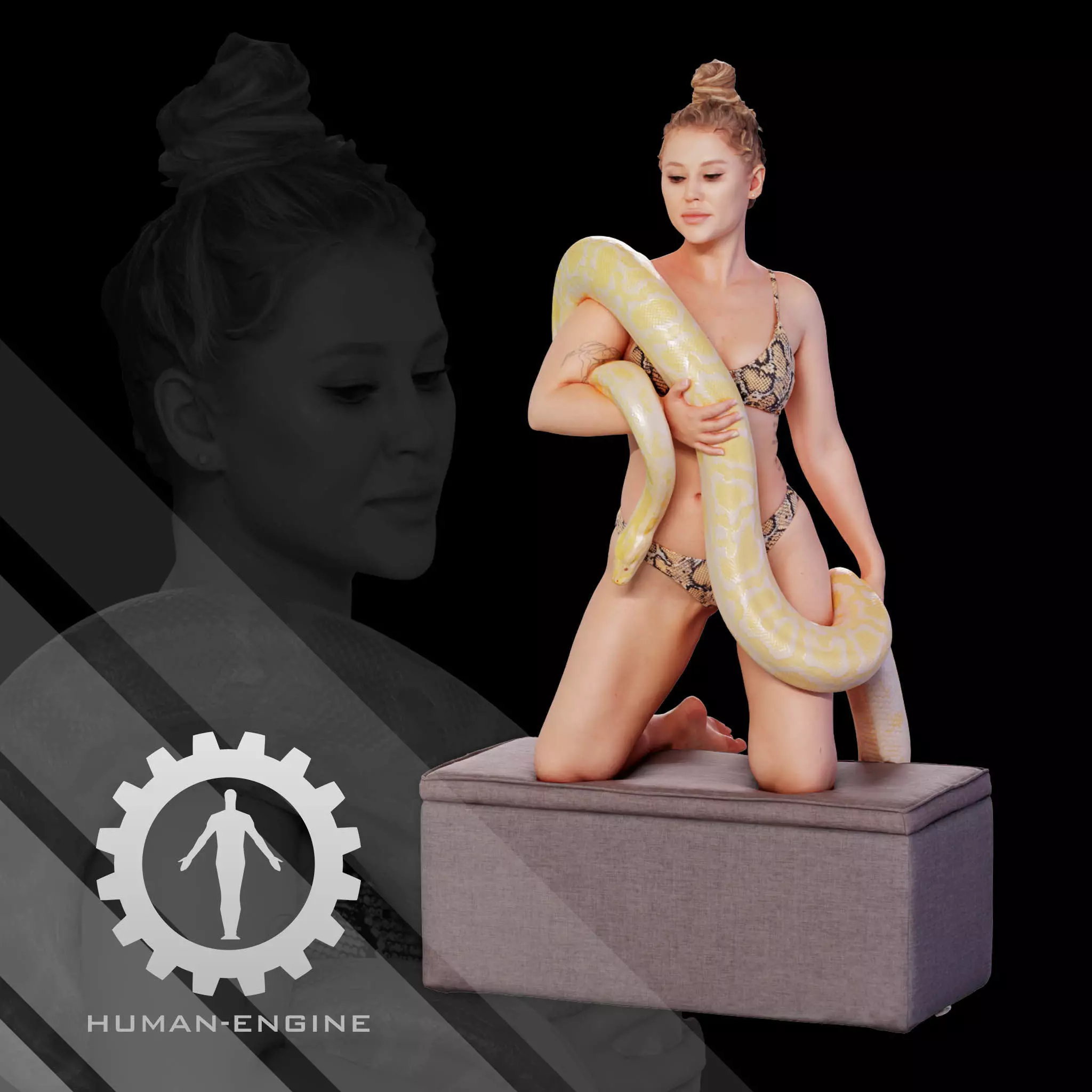 Female Scan - Woman Holding a Snake 126 3D model_0