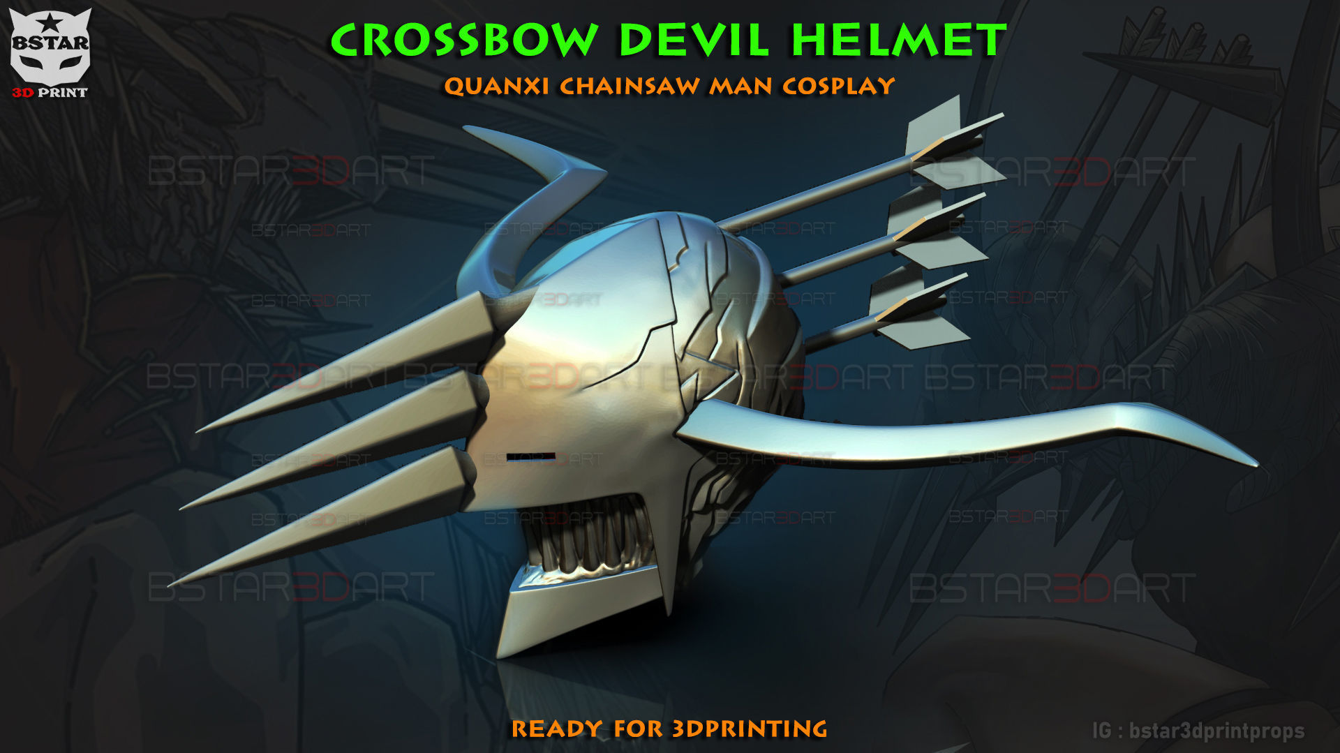 Crossbow Devil Quanxi Helmet - Chainsaw Man Cosplay 3D print model_1