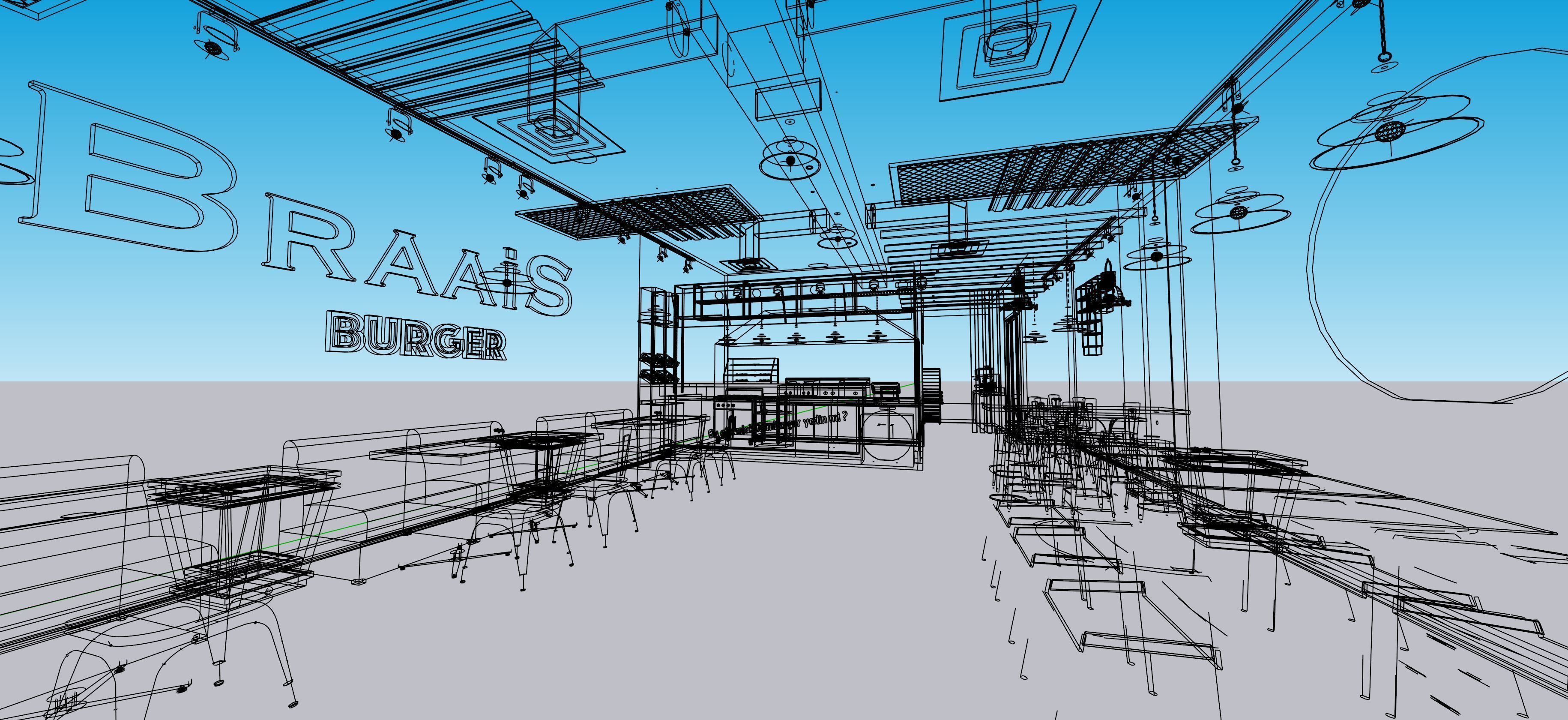 Burger House Restaurant Interior Design model 3D model_5