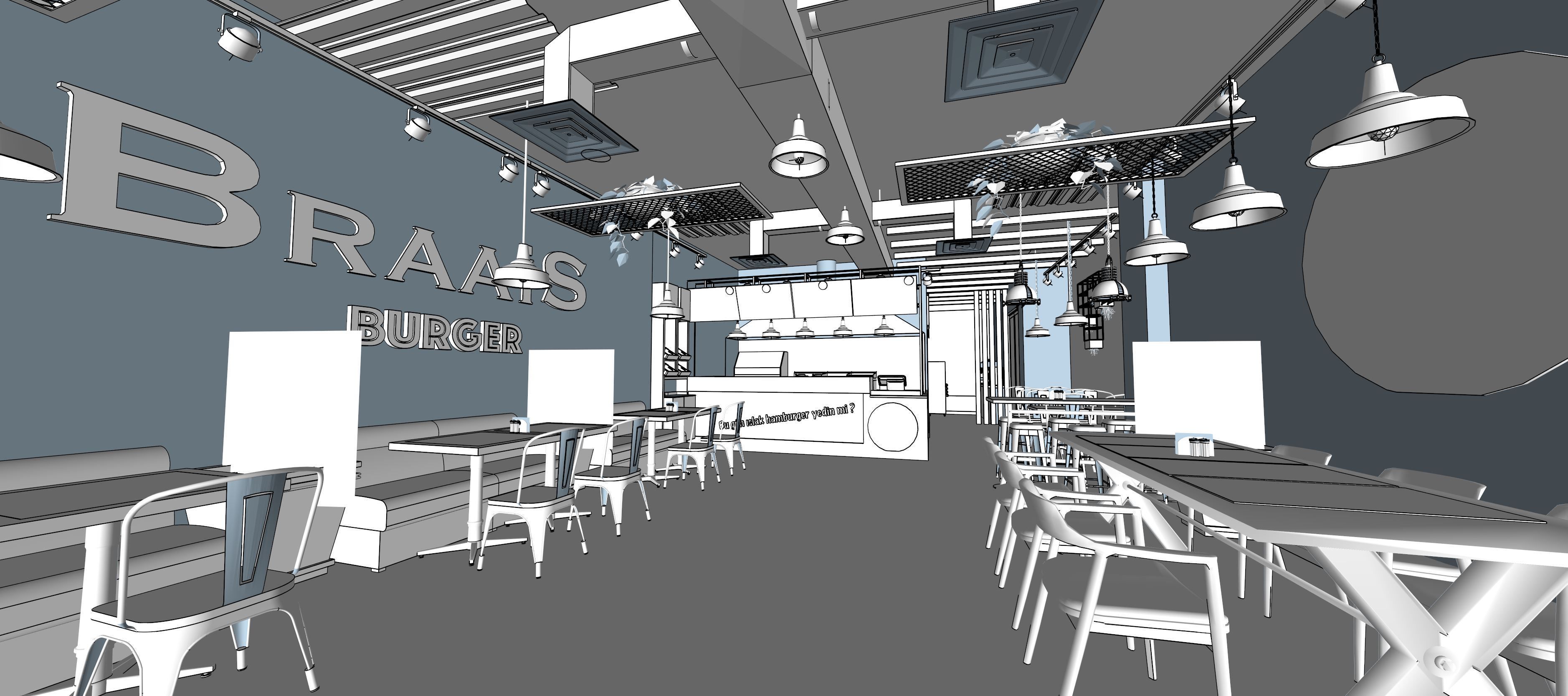 Burger House Restaurant Interior Design model 3D model_3