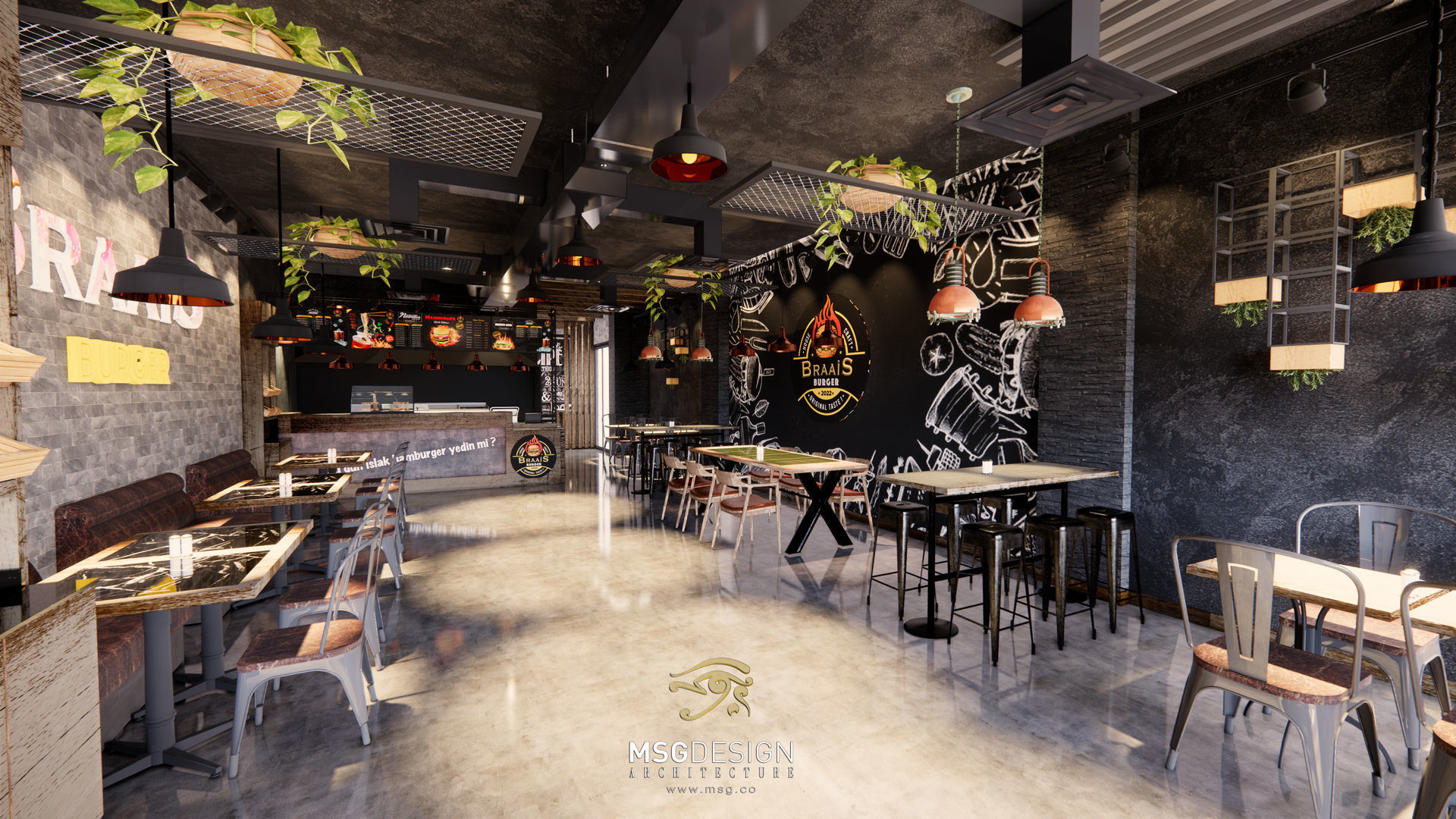 Burger House Restaurant Interior Design model 3D model_2