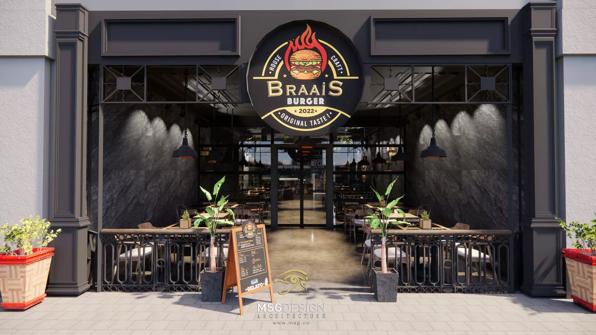 Burger House Restaurant Interior Design model 3D model_0