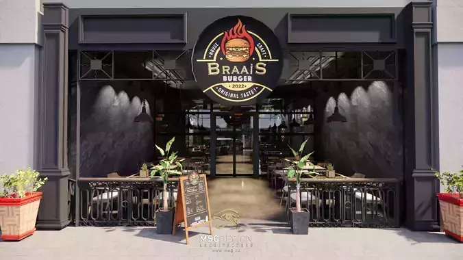 Burger House Restaurant Interior Design model 3D model