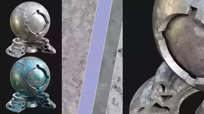 Patina Materials 15-16 - PBR - Seamless - 4k - SBSAR Low-poly 3D model