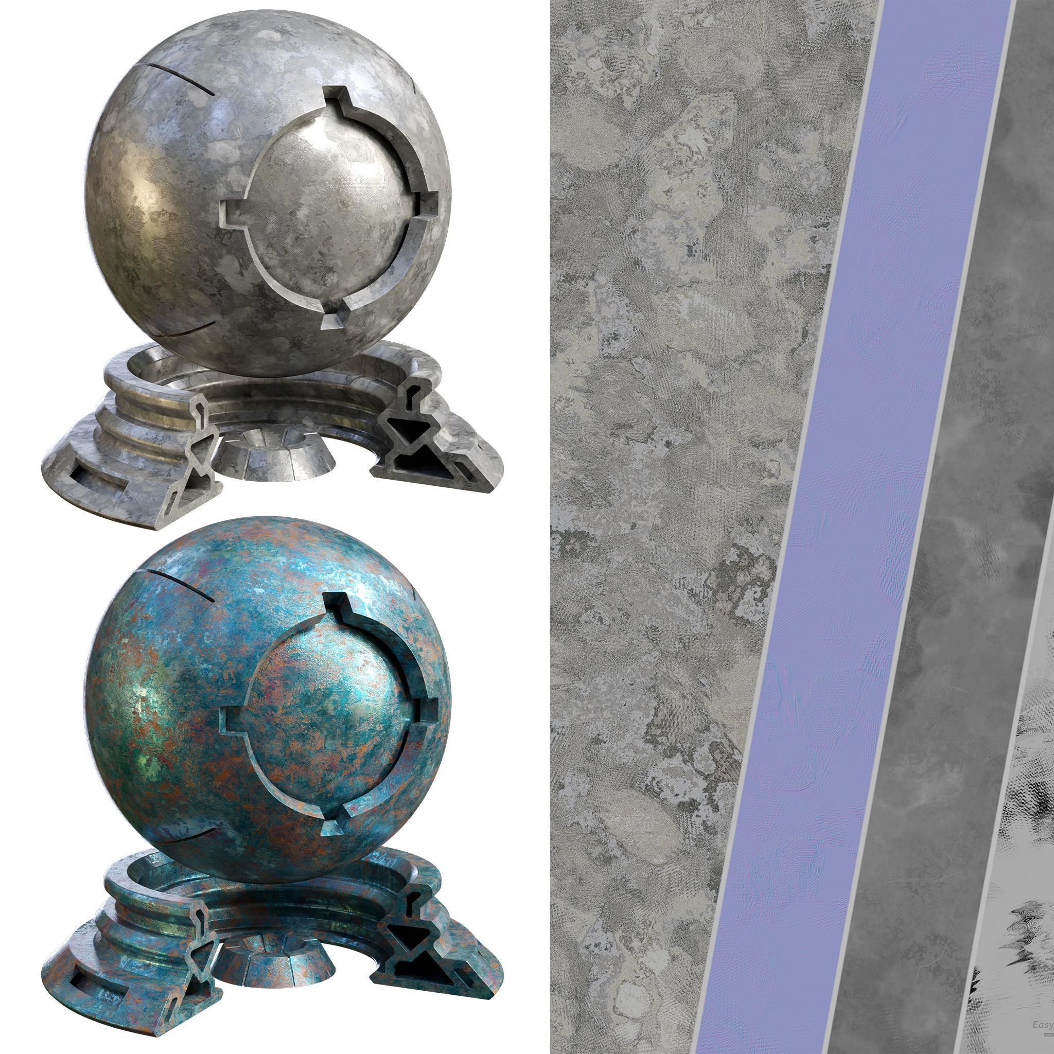 Patina Materials 15-16 - PBR - Seamless - 4k - SBSAR Low-poly 3D model_8