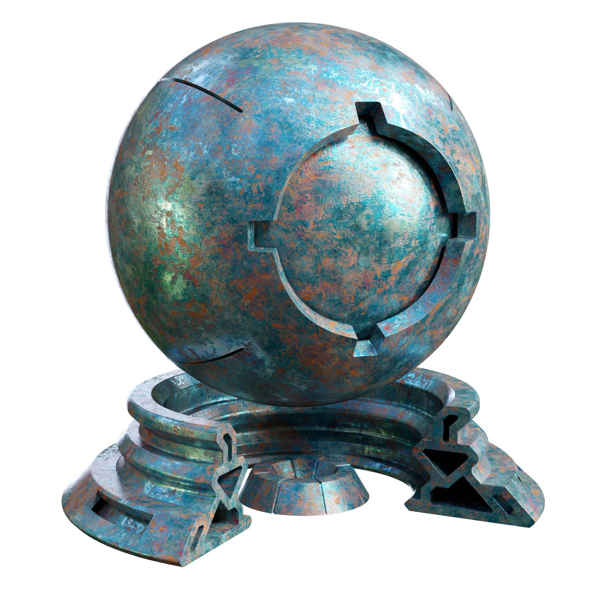 Patina Materials 15-16 - PBR - Seamless - 4k - SBSAR Low-poly 3D model_4