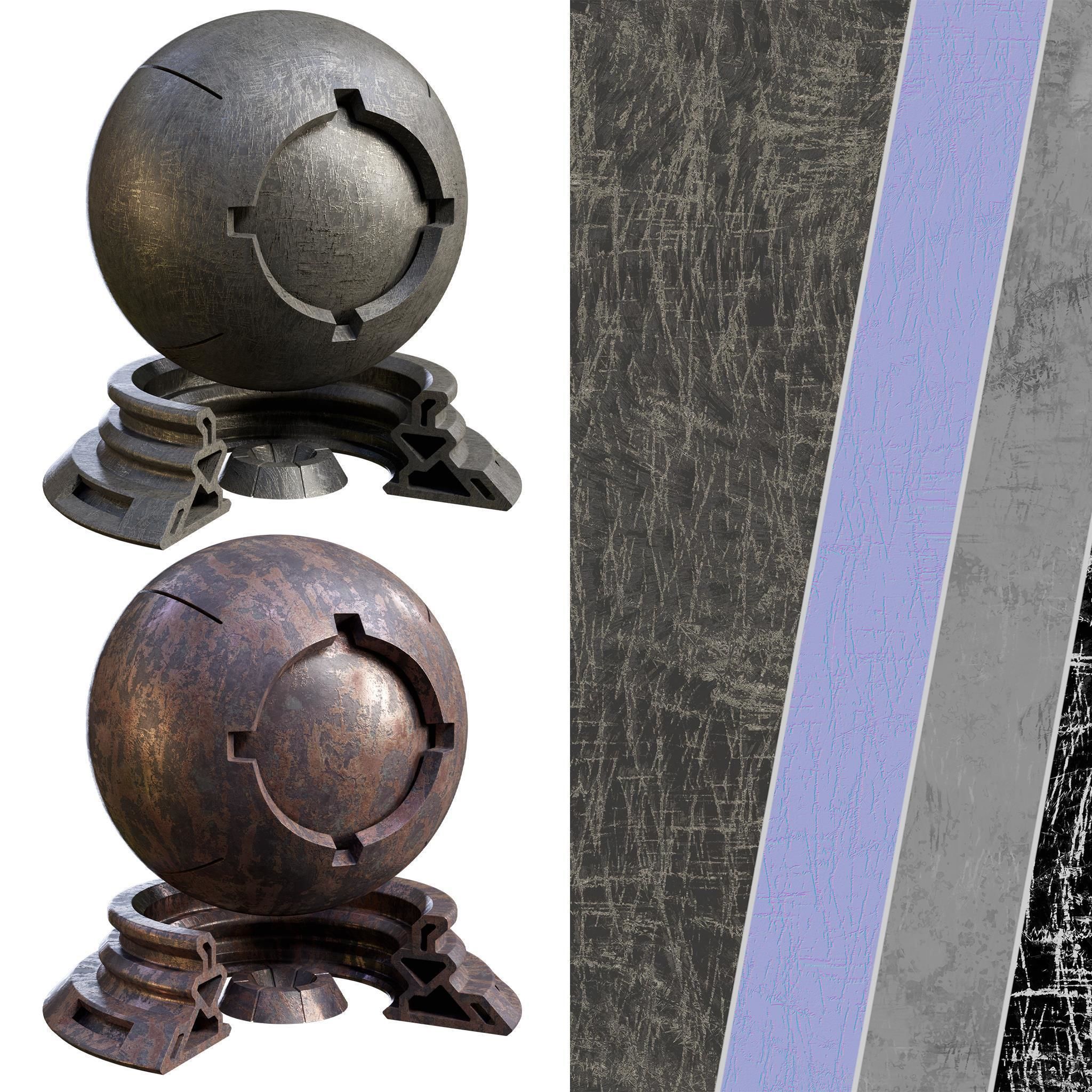 Patina Materials 17-18 - PBR - Seamless - 4k - SBSAR Low-poly 3D model_8