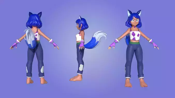 Nemona Stylized Fox girl Free low-poly 3D model