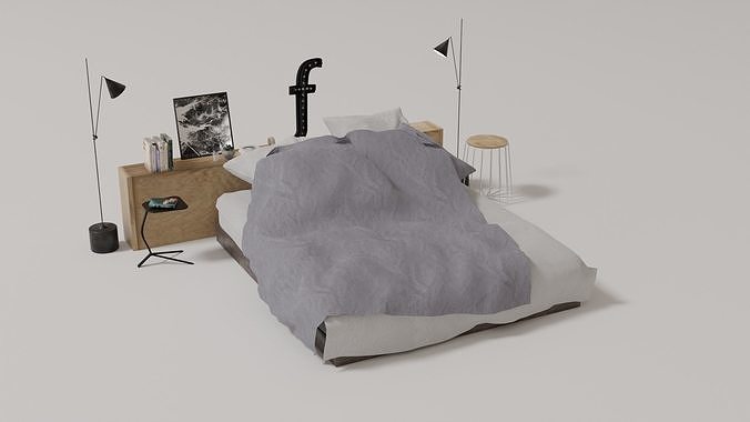 Full Bed Set 10 Low poly models Low-poly 3D model