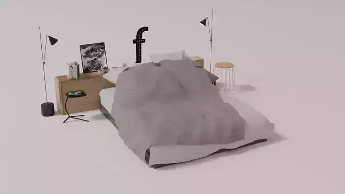 Full Bed Set 10 Low poly models Low-poly 3D model