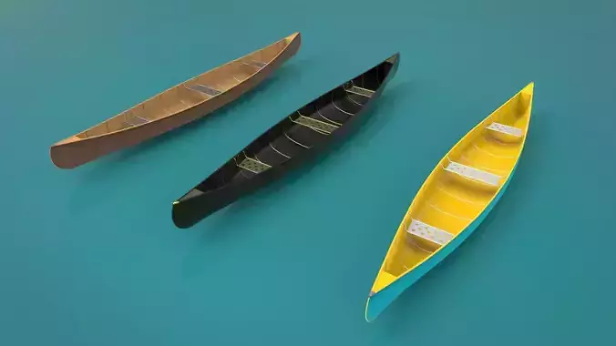 Canoe boat ship river Low-poly 3D model