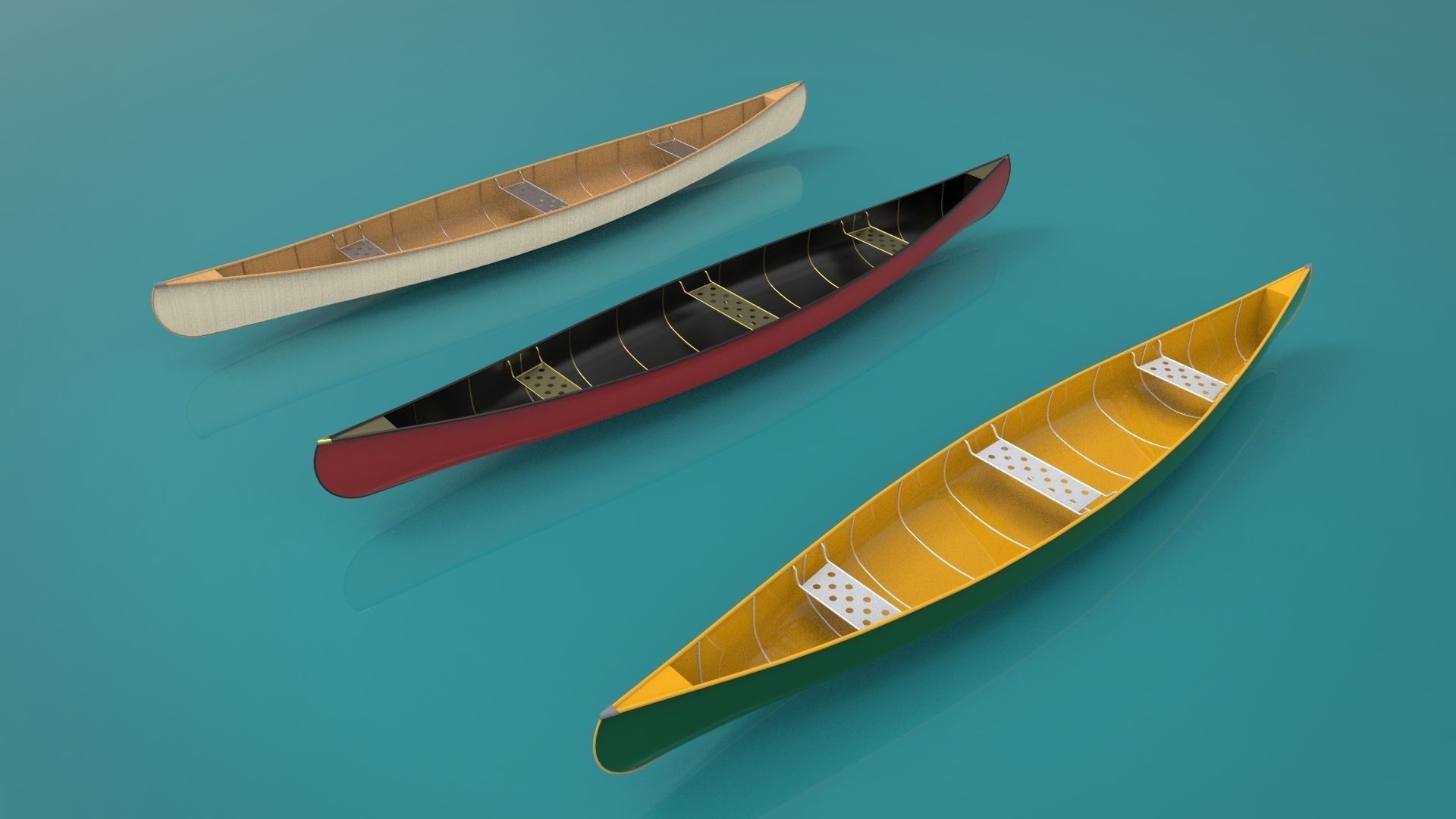 Canoe boat ship river 3D model_4
