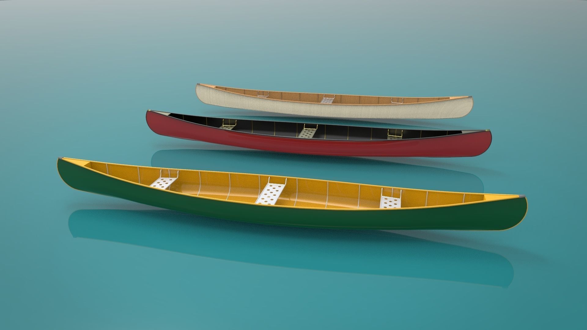 Canoe boat ship river 3D model_2