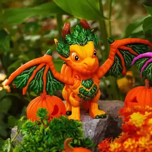 CUTE FLEXI PUMPKIN DRAGON ARTICULATED 3D print model