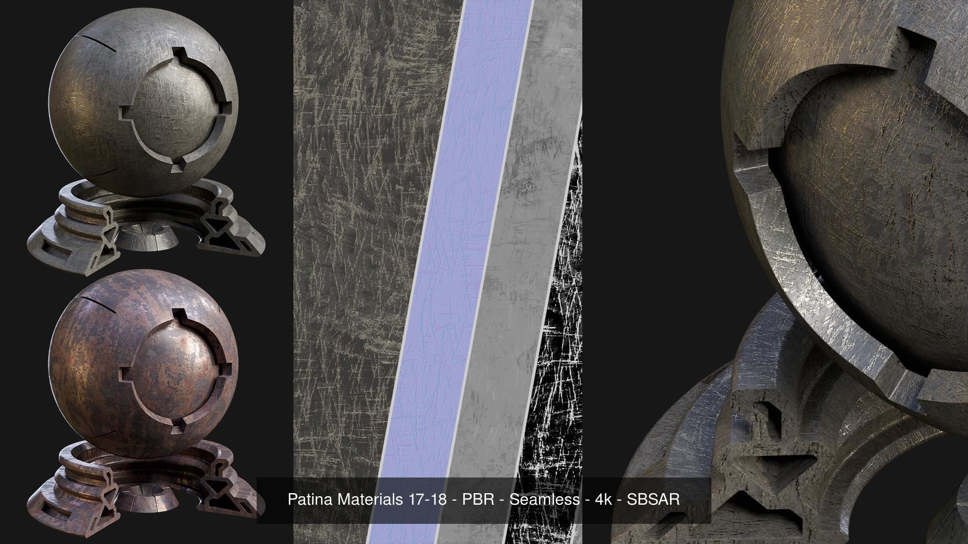 Patina Material Collection 01-20 - PBR - Seamless - 4k - SBSAR _19