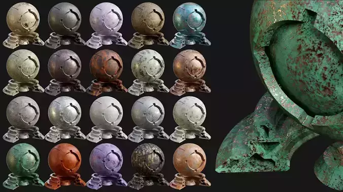 Patina Material Collection 01-20 - PBR - Seamless - 4k - SBSAR 