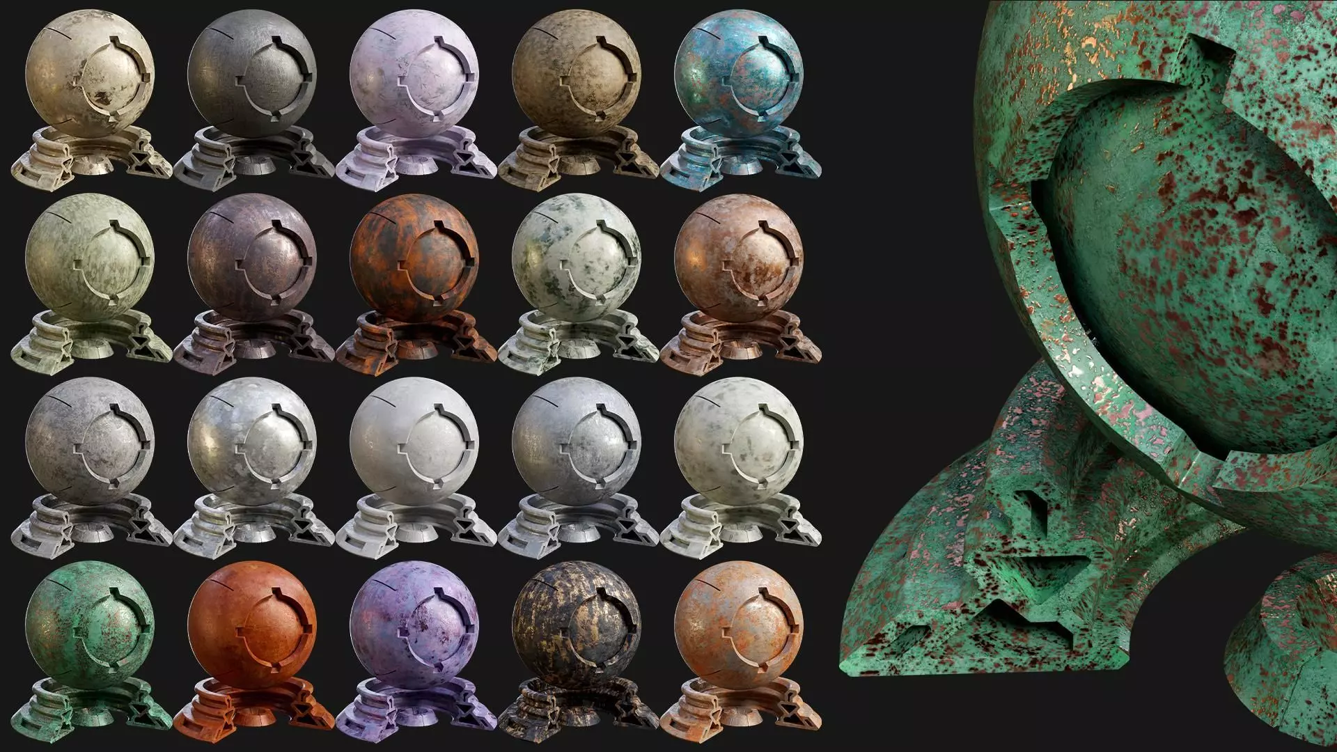 Patina Material Collection 01-20 - PBR - Seamless - 4k - SBSAR _0