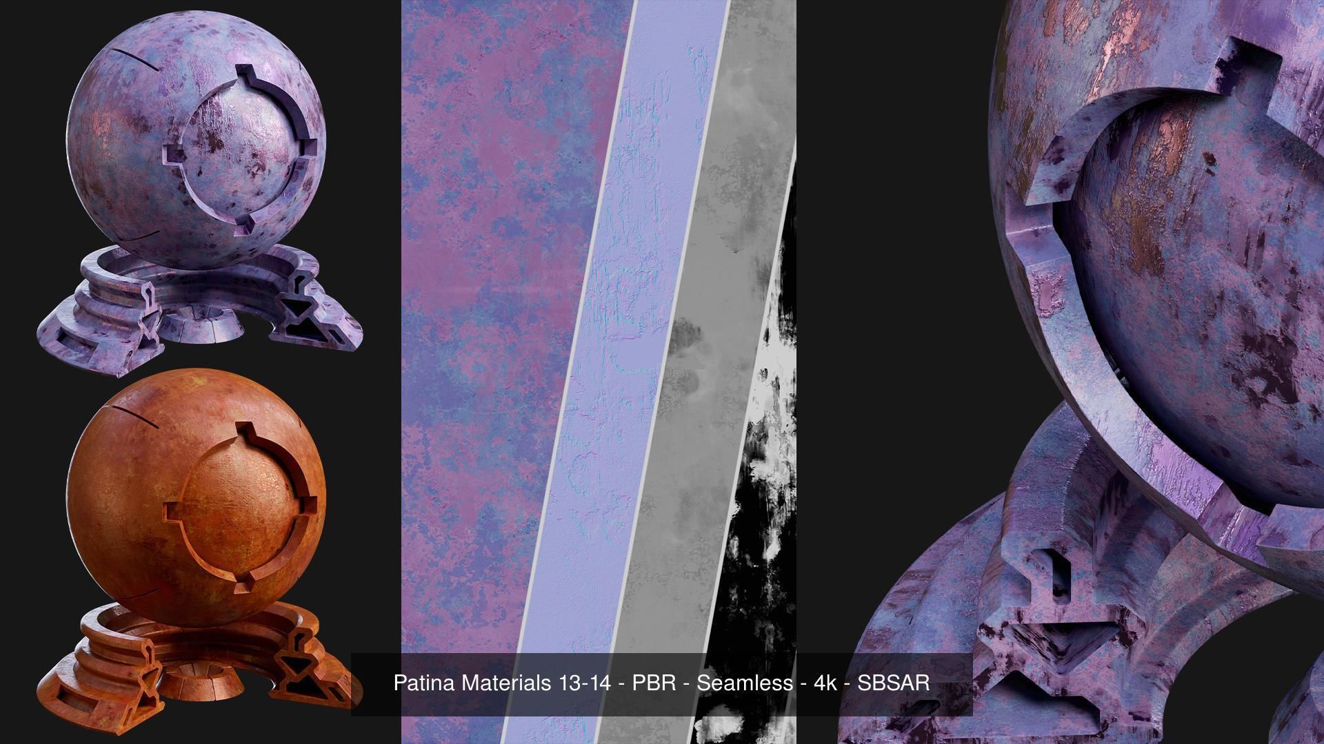 Patina Material Collection 01-20 - PBR - Seamless - 4k - SBSAR _17