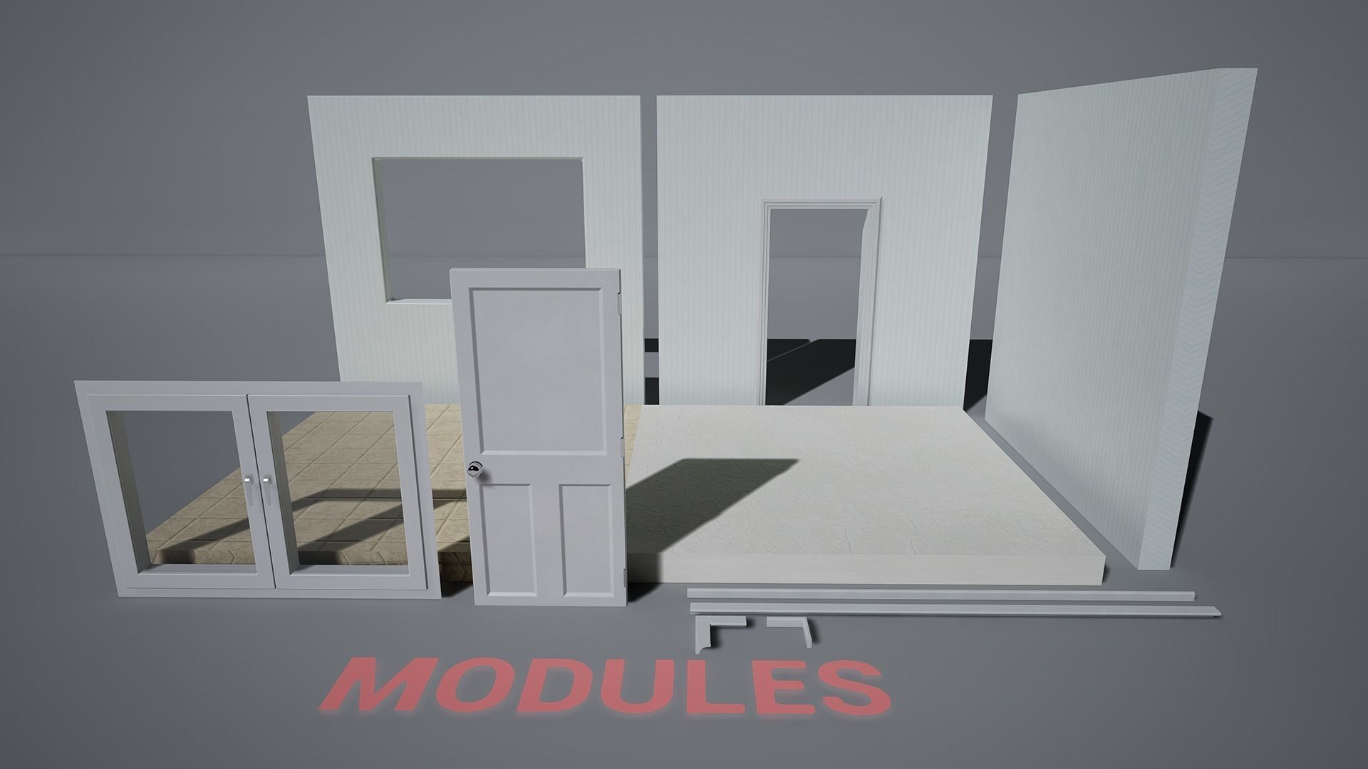 Retro Kitchen Modular Game Ready Asset Pack Low-poly 3D model_16