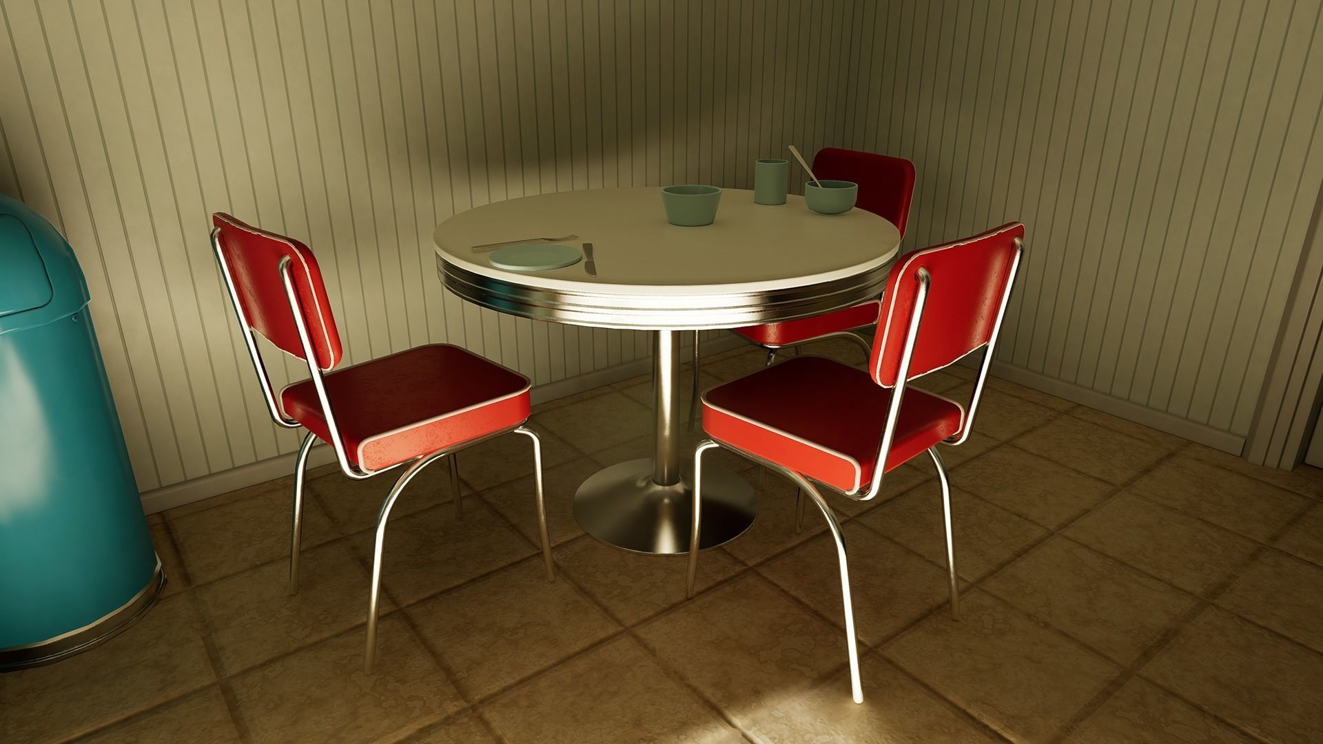 Retro Kitchen Modular Game Ready Asset Pack Low-poly 3D model_11