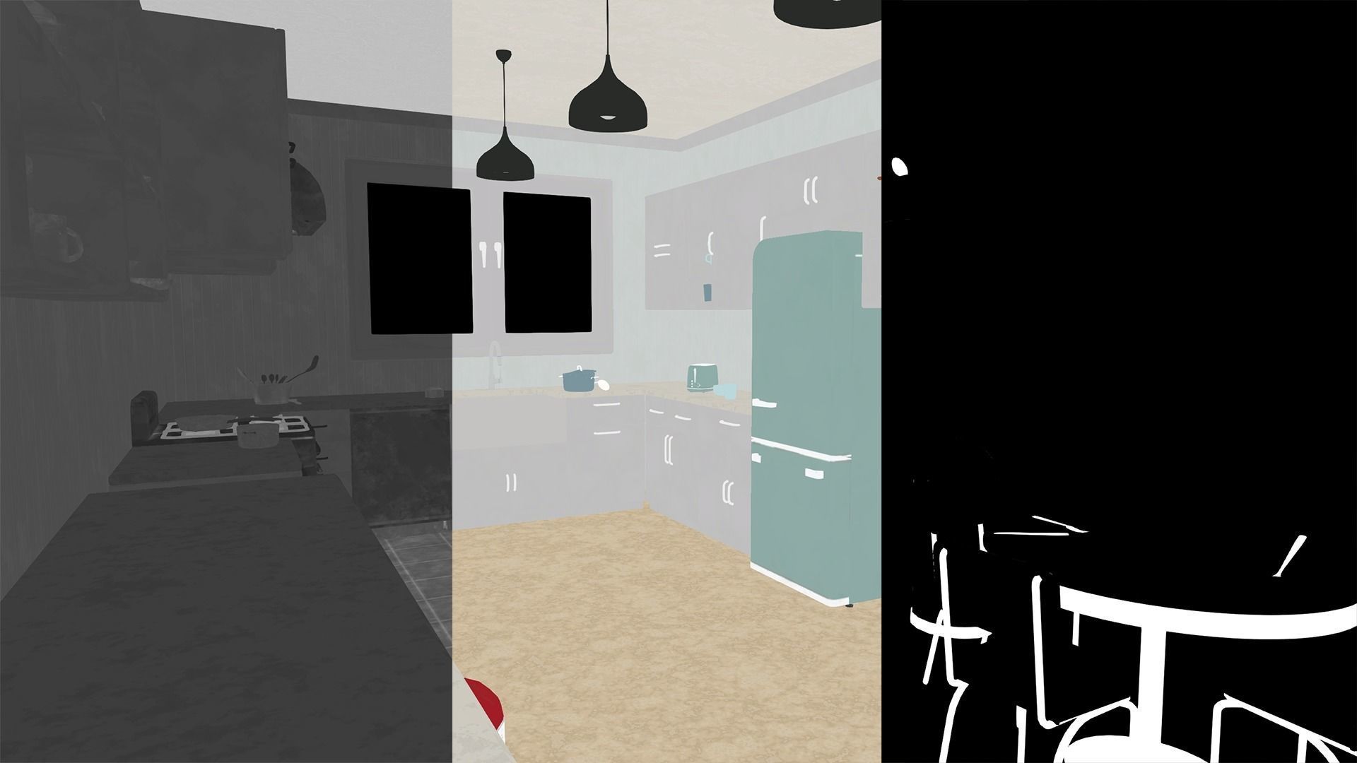 Retro Kitchen Modular Game Ready Asset Pack Low-poly 3D model_17