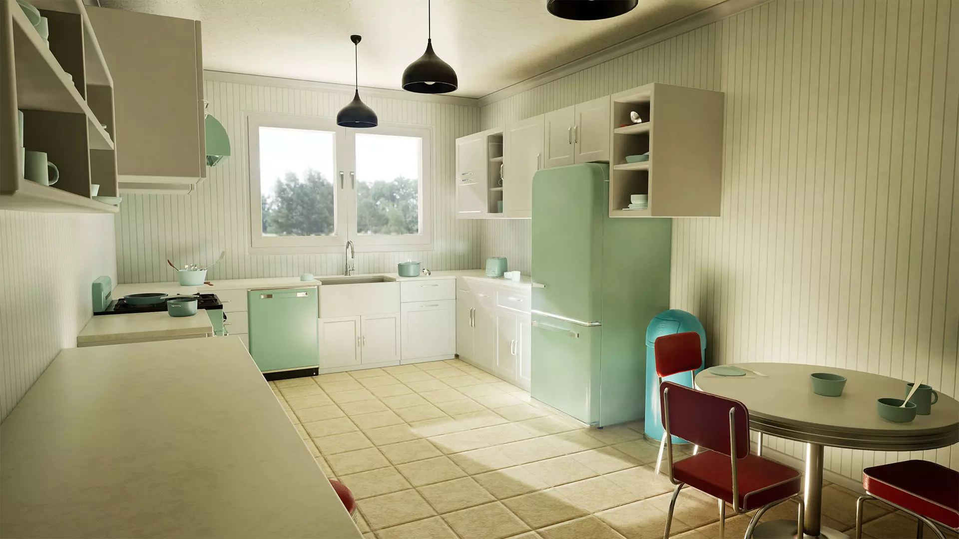 Retro Kitchen Modular Game Ready Asset Pack Low-poly 3D model_0