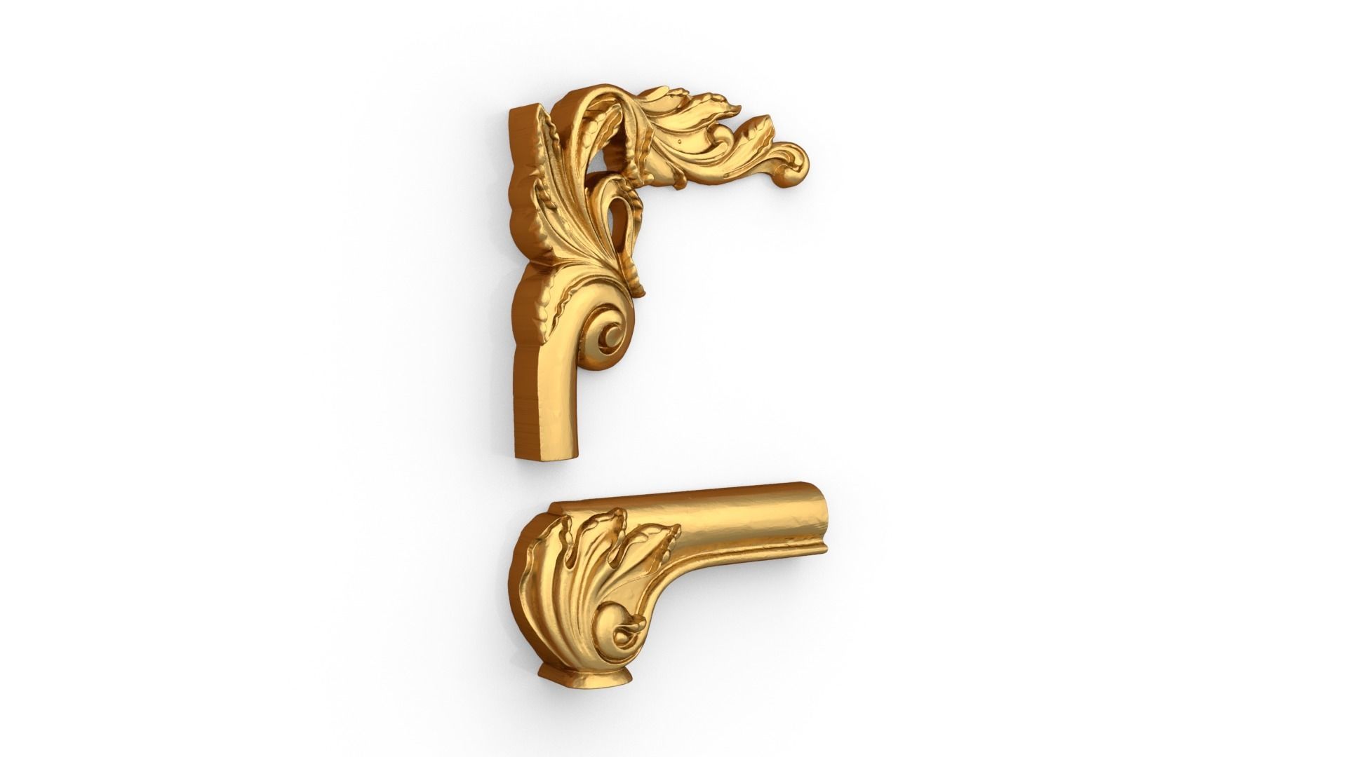 Classic carved corner decor ornament 346 3D model_1