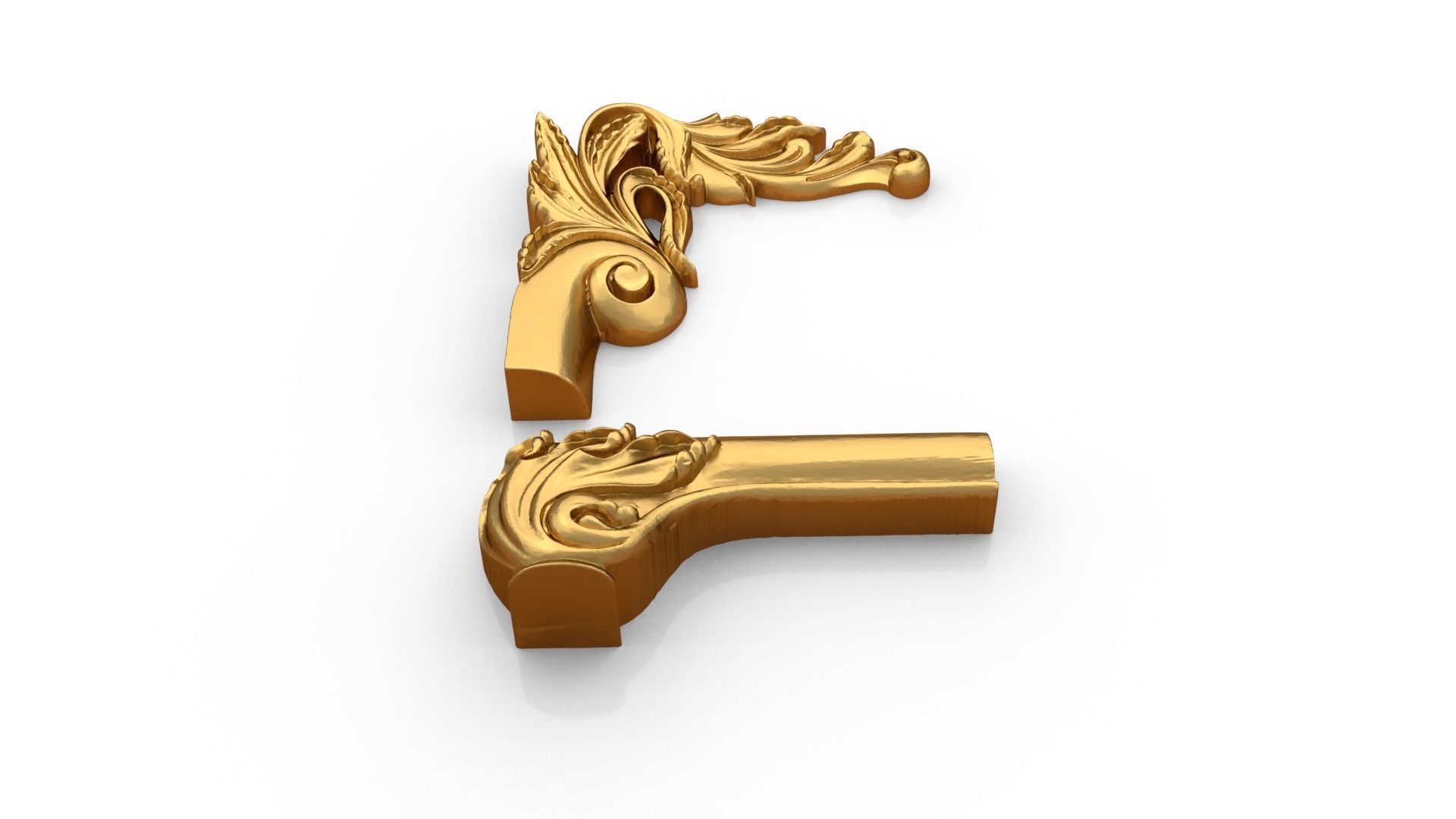 Classic carved corner decor ornament 346 3D model_3