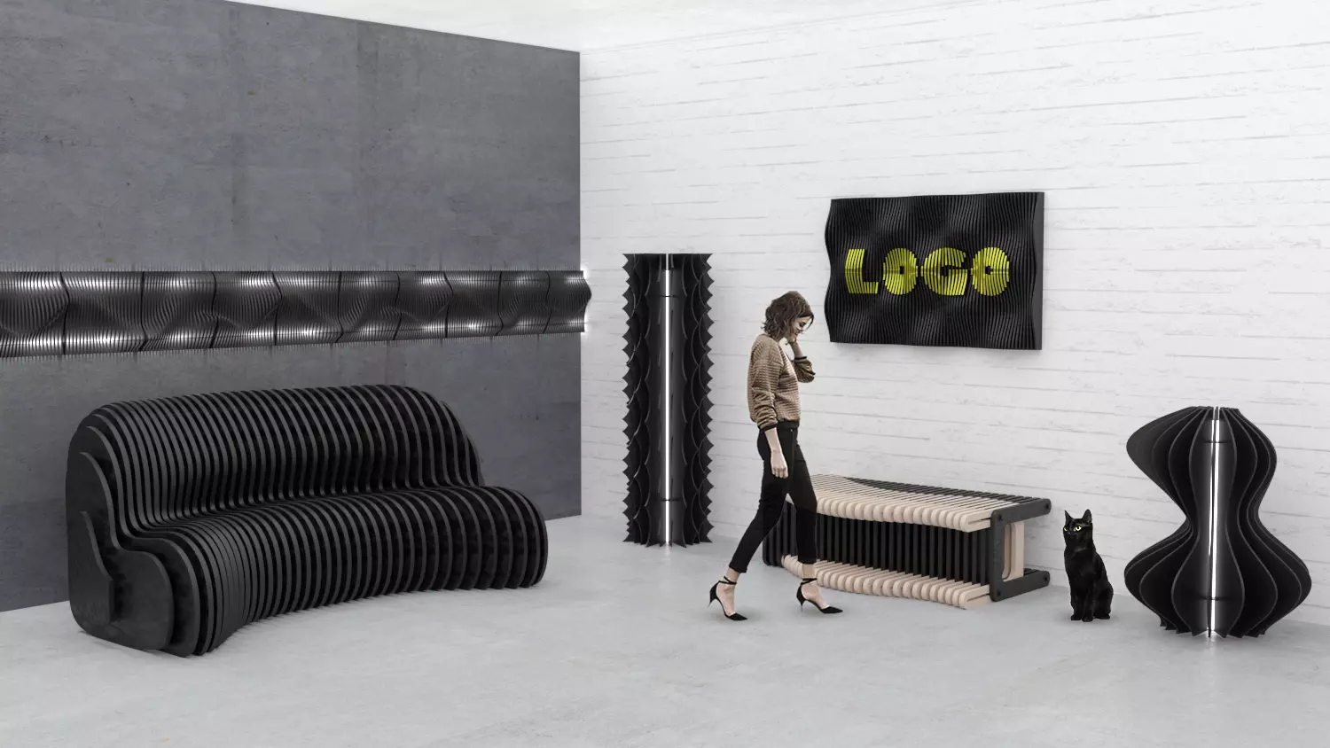 Parametric wall art logo customisable - file for CNC 3D model_0