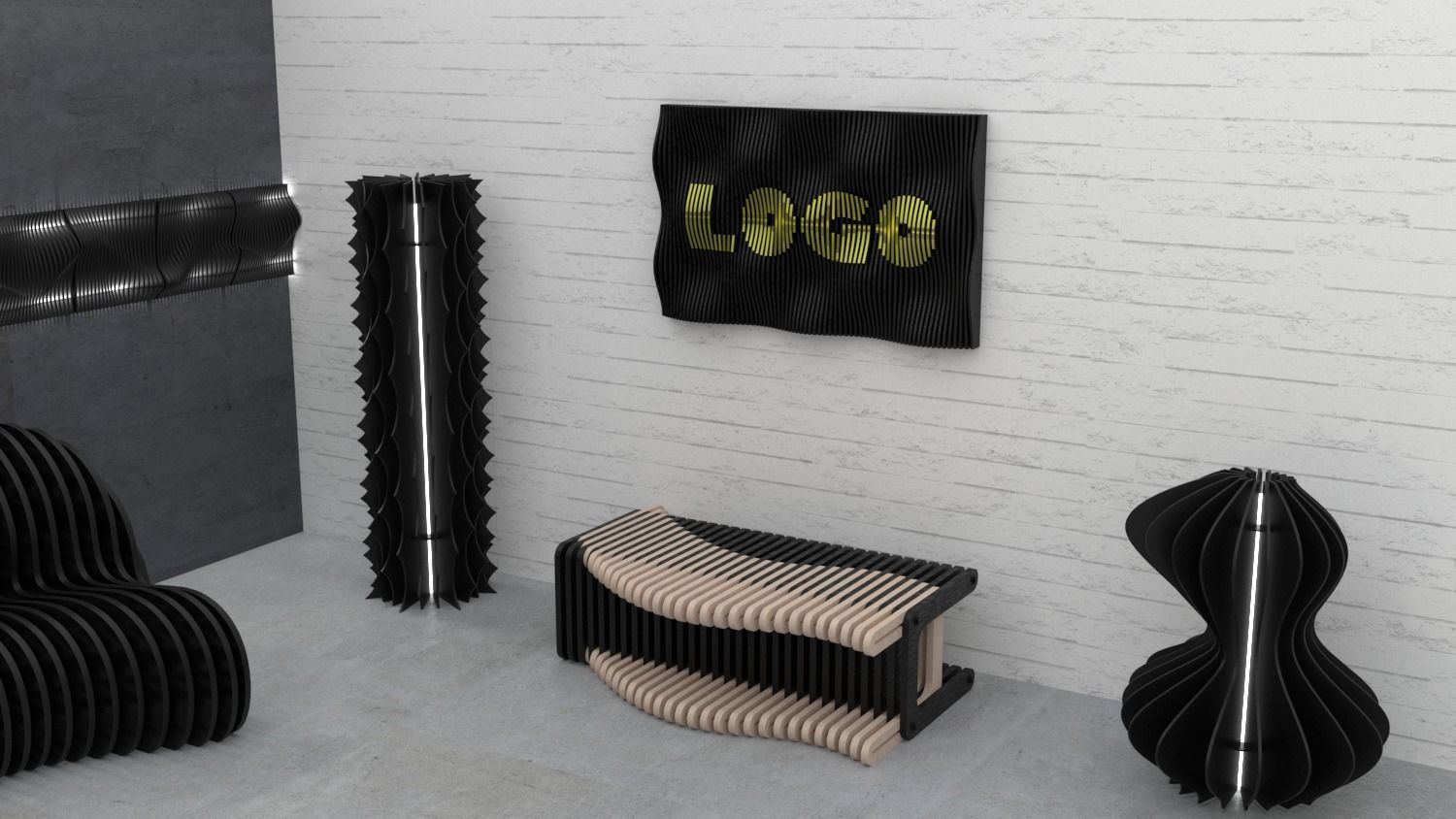 Parametric wall art logo customisable - file for CNC 3D model_1