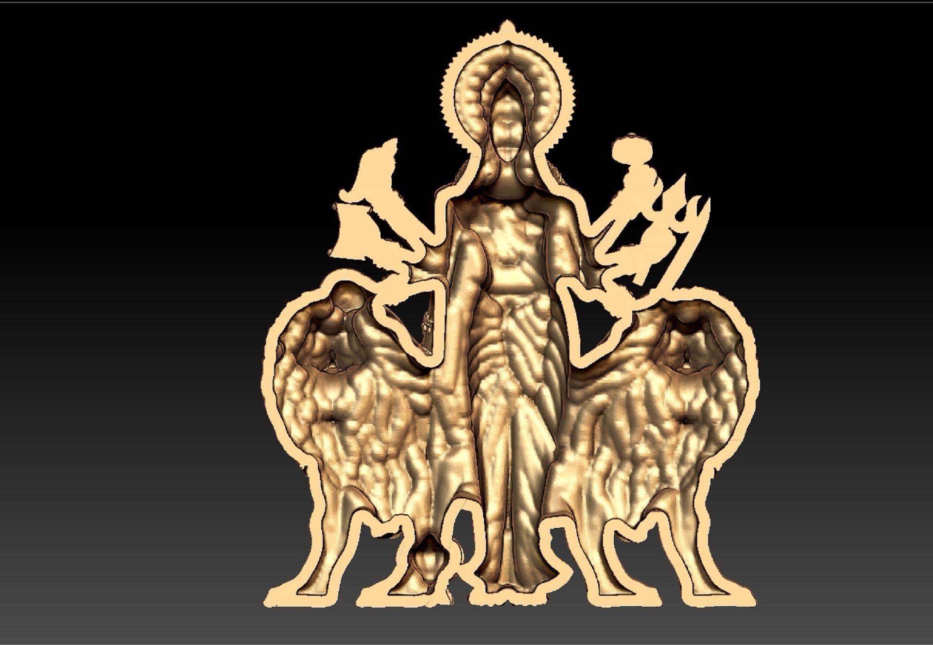 DURGA MAA PENDENT 3D print model_4