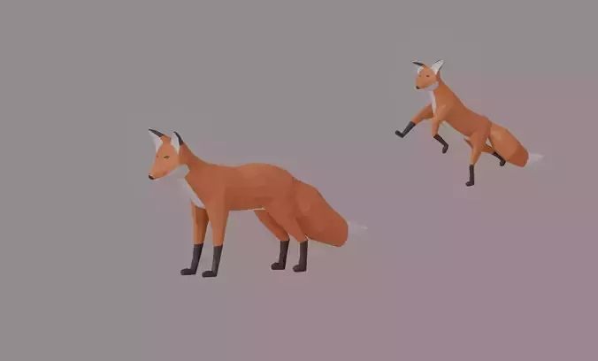 Low Poly Fox Low-poly 3D model