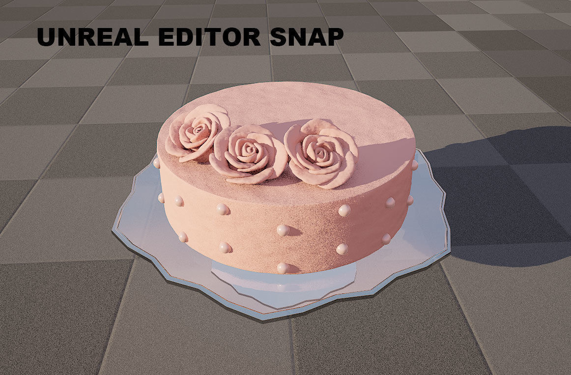 Pink Rose Mousse Cake On A Glass Tray 3D Model Low-poly 3D model_8