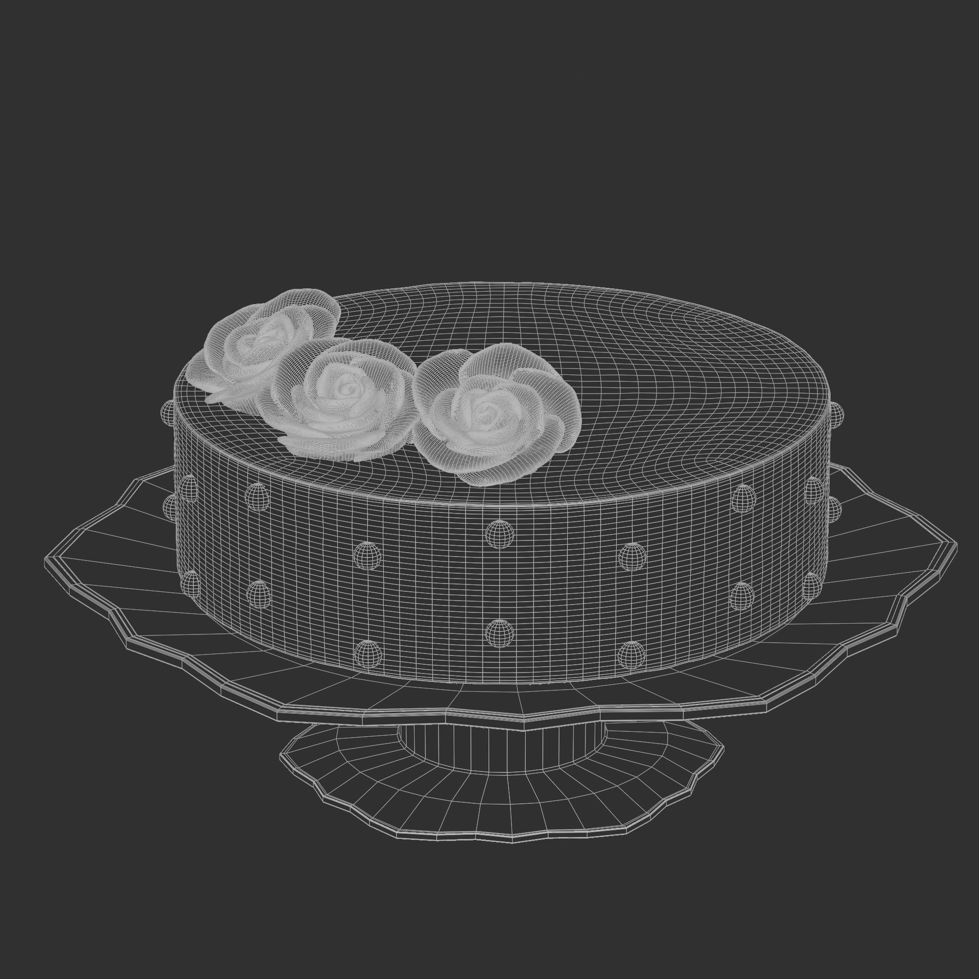 Pink Rose Mousse Cake On A Glass Tray 3D Model Low-poly 3D model_5