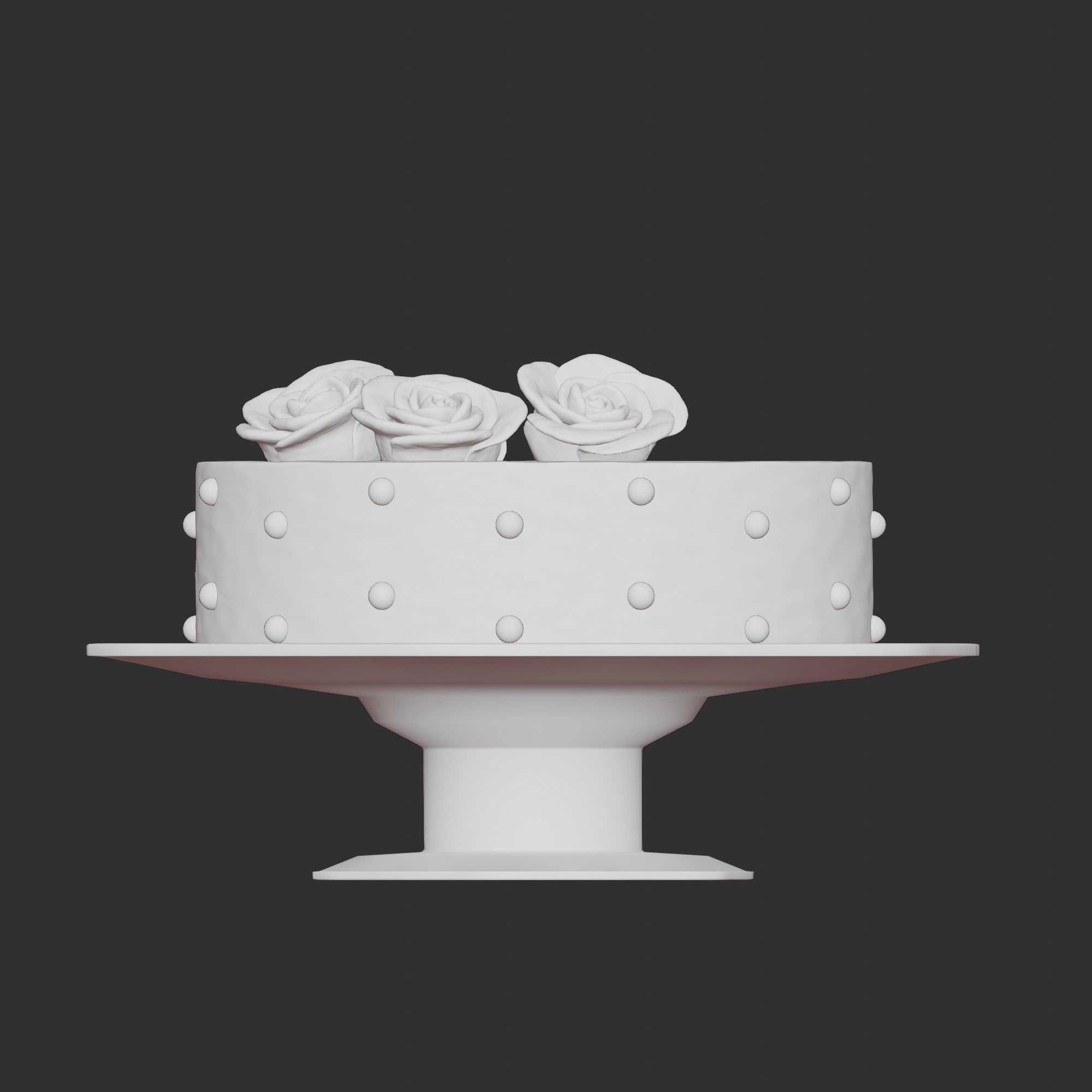 Pink Rose Mousse Cake On A Glass Tray 3D Model Low-poly 3D model_3