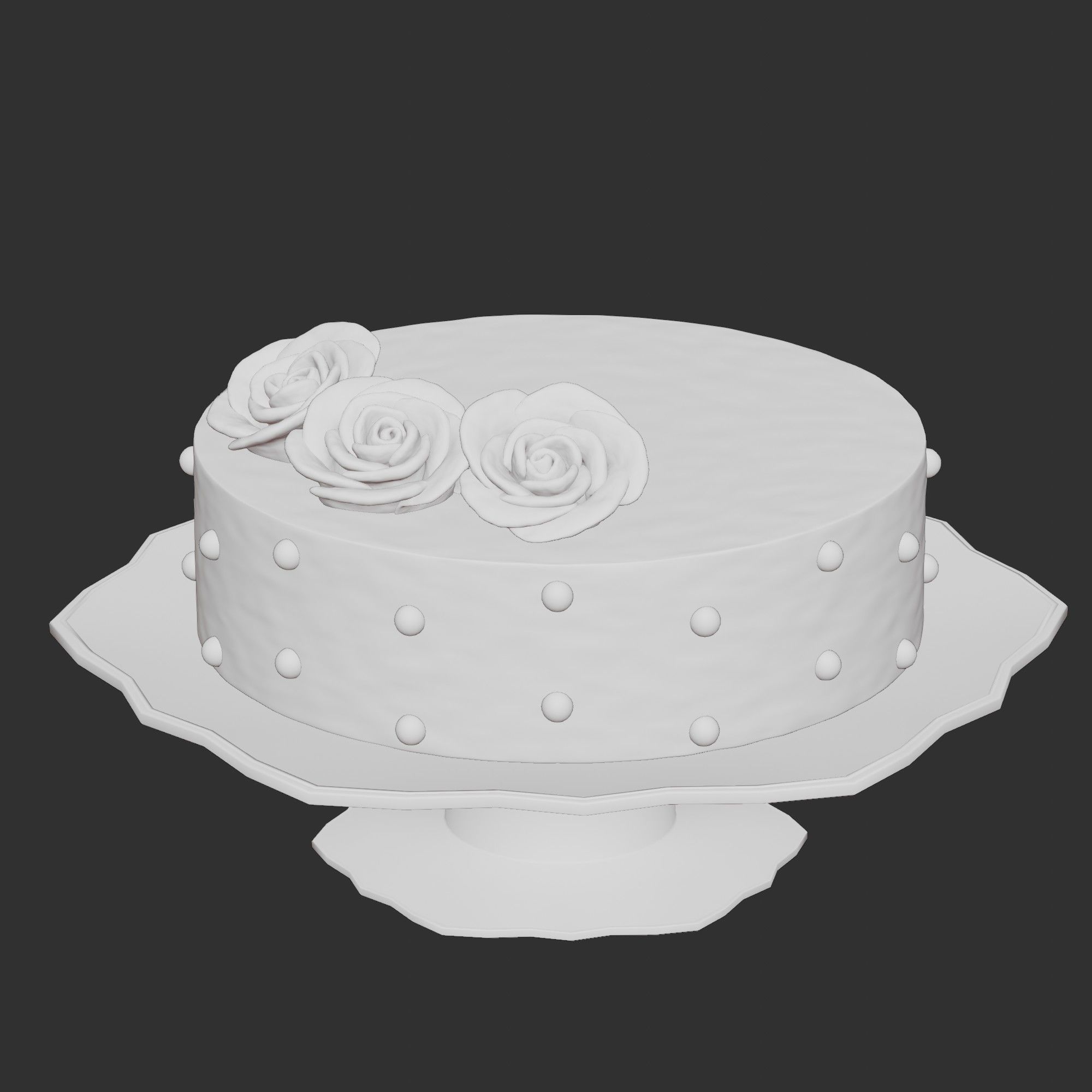 Pink Rose Mousse Cake On A Glass Tray 3D Model Low-poly 3D model_2