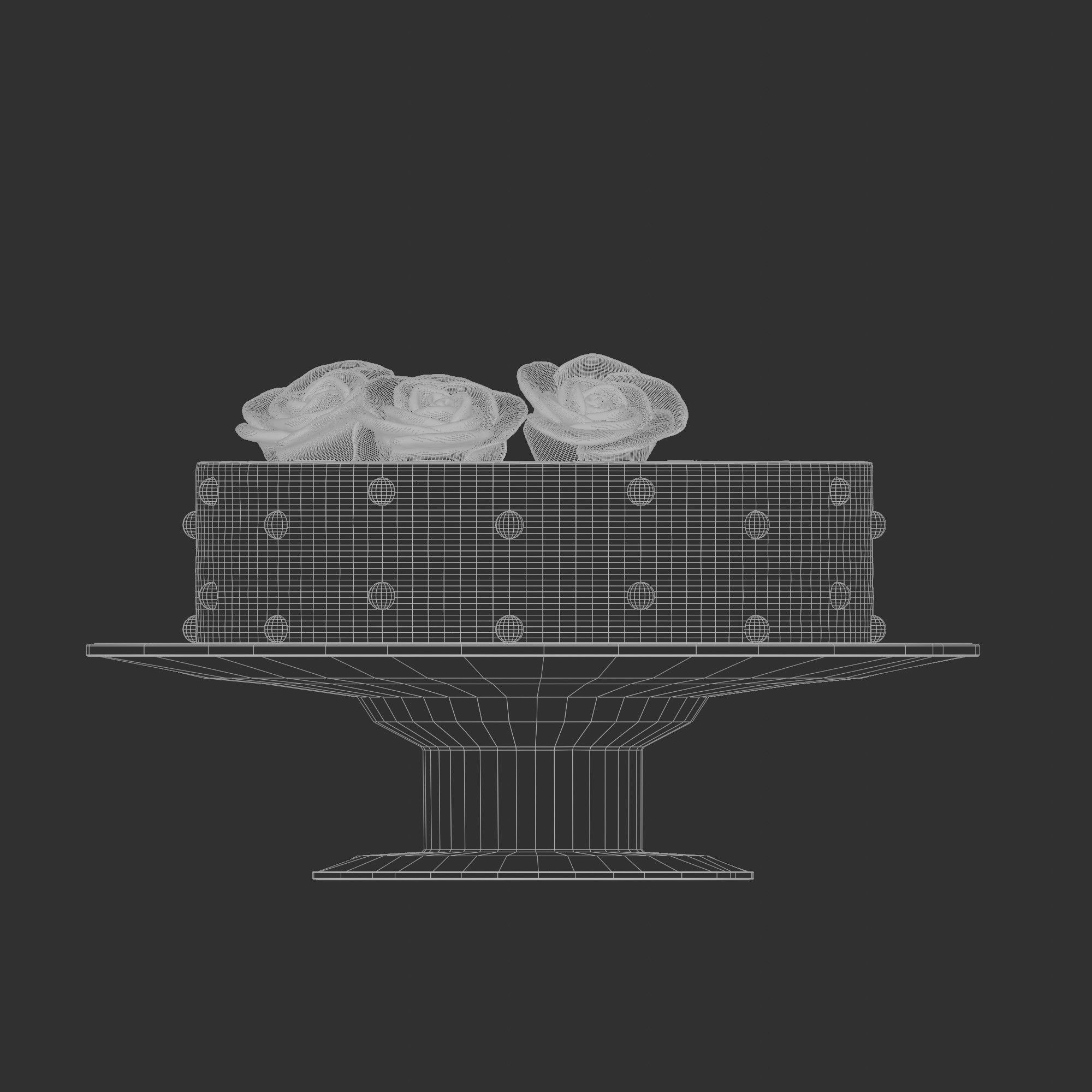 Pink Rose Mousse Cake On A Glass Tray 3D Model Low-poly 3D model_6