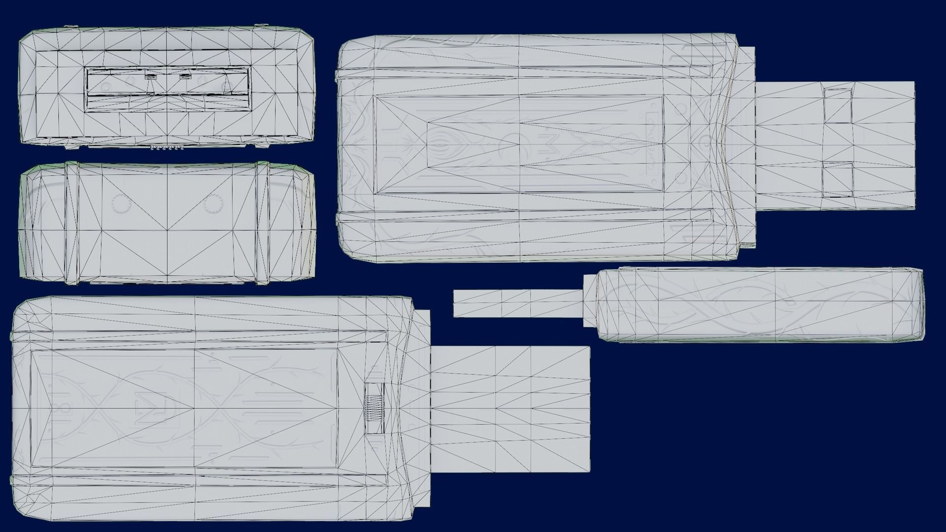 Vintage memory card Low-poly 3D model_6