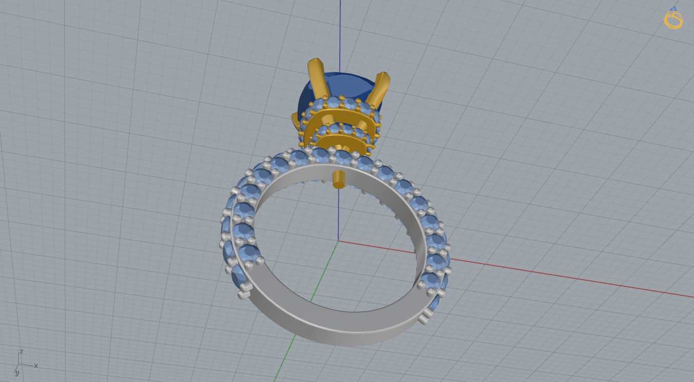 Ring with Cushion Stone 3D print model_13