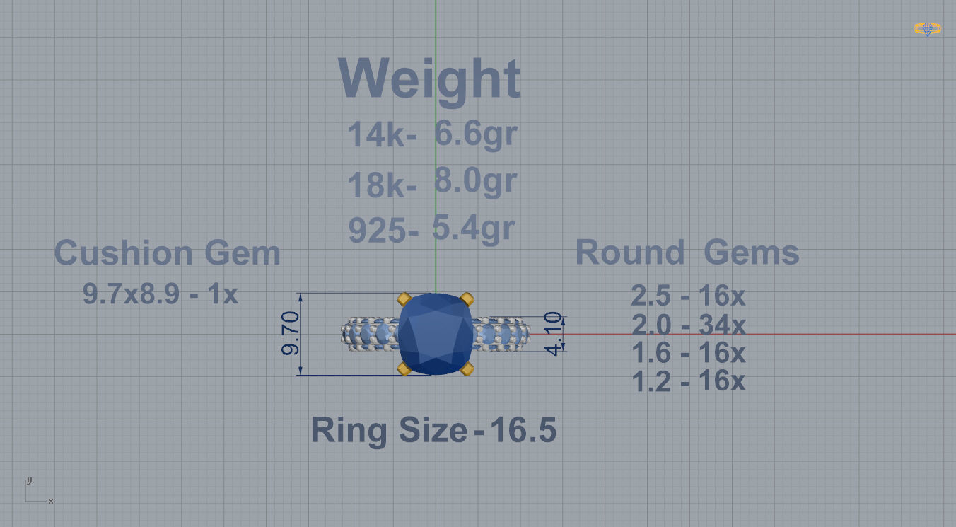 Ring with Cushion Stone 3D print model_4