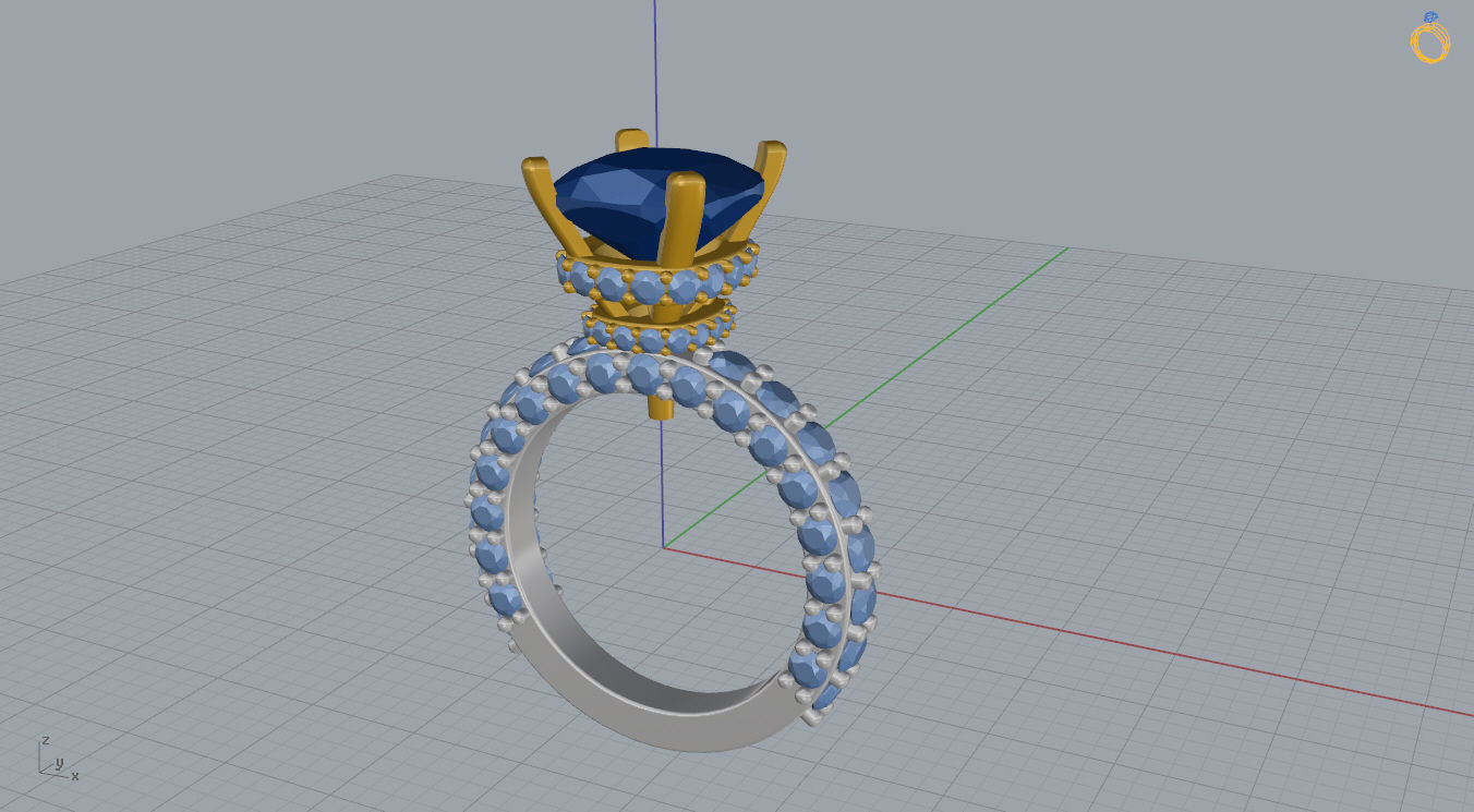 Ring with Cushion Stone 3D print model_10